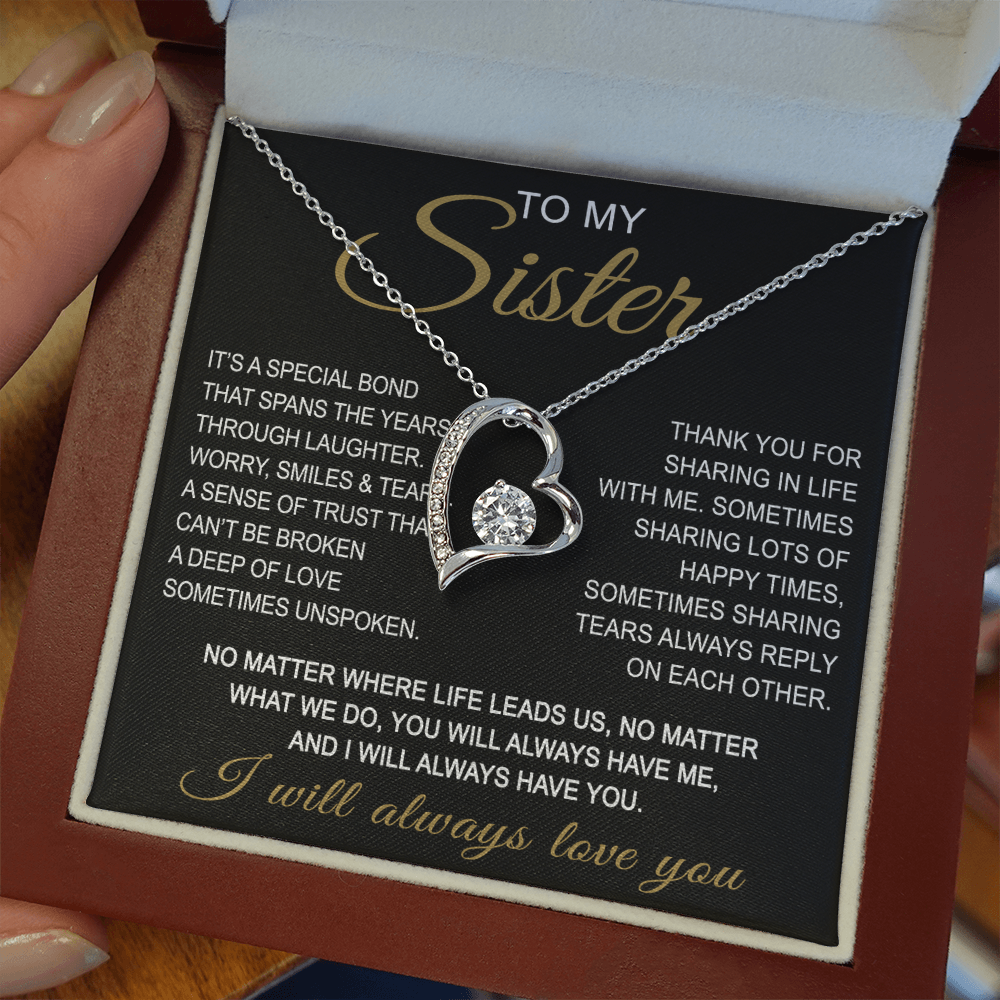 To My Sister Forever Love Necklace Sister Gifts With Heartfelt Message, Sister Gifts From Sister Brother For Birthday