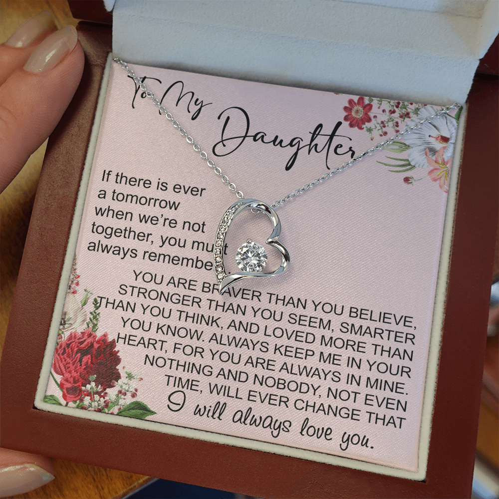To My Daughter Gift from Dad Mom, Mother In Law, Father In Law - Forever Love Heart Necklace For Little Girl