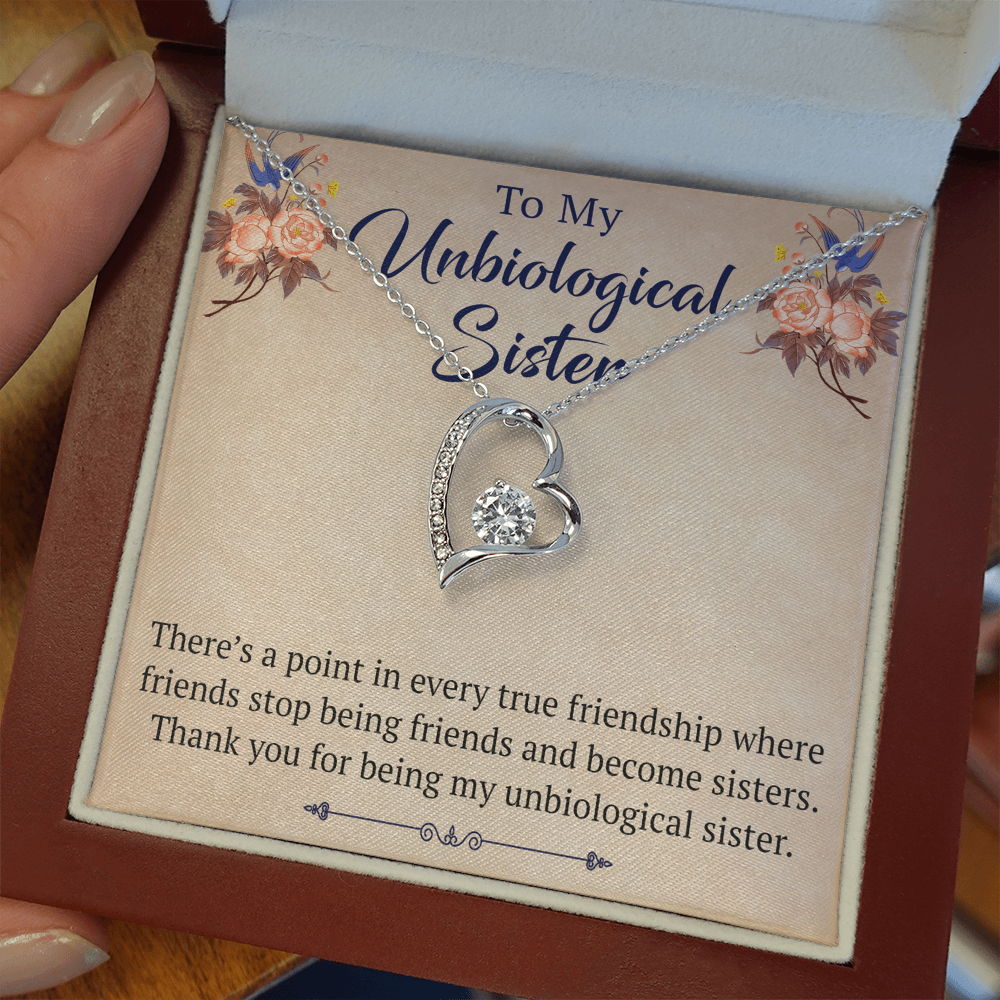 To My Unbiological Sister Forever Love Heart Necklace, Unique Gift for Birthday, Mother's Day, Christmas, or any Special Occasion