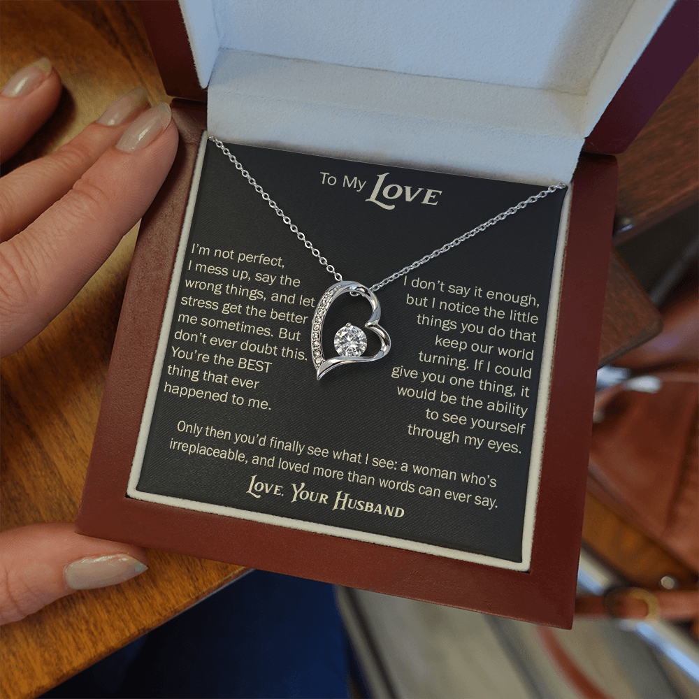 Forever Love Necklace for Wife From Husband, Anniversary Jewelry, Christmas Birthday Present for Her, To My Soulmate Gift