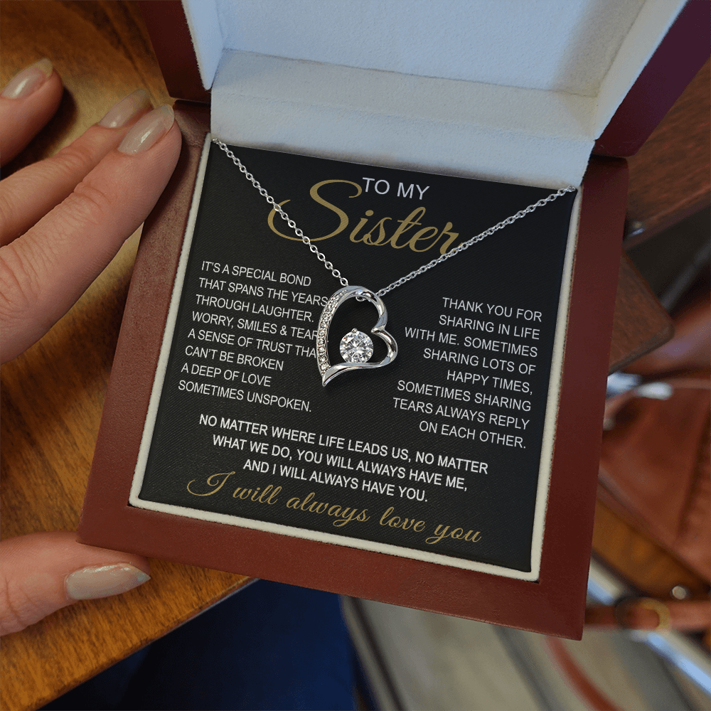 To My Sister Forever Love Necklace Sister Gifts With Heartfelt Message, Sister Gifts From Sister Brother For Birthday
