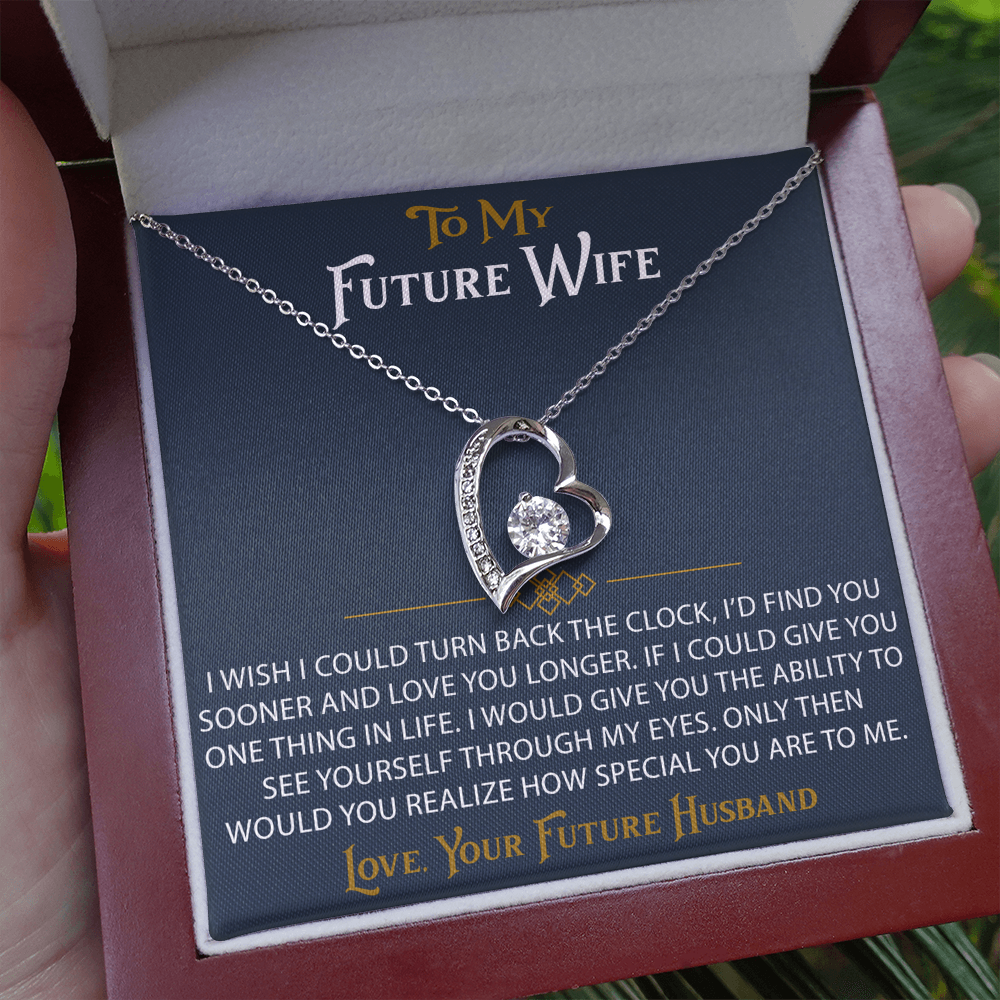 To My Future Wife Forever Love Heart Pendant Necklace Sentimental Gift for Bride (133562991407)
