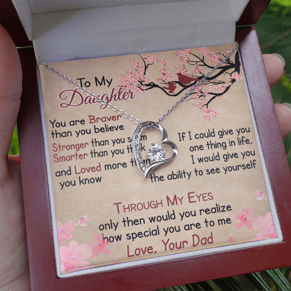 To My Daughter Gift from Dad - Forever Love Necklace for Your Princess, Little Girl Present