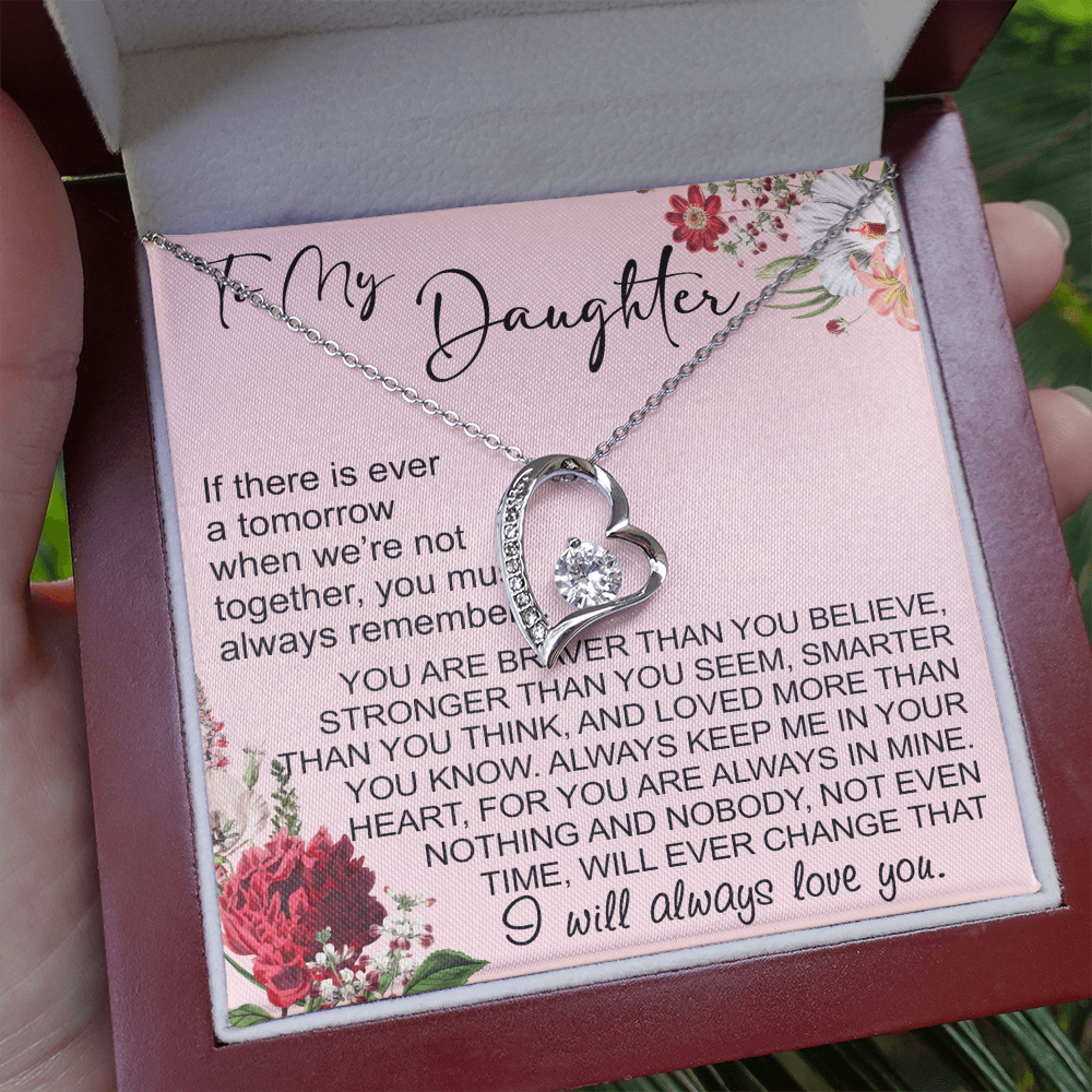 To My Daughter Gift from Dad Mom, Mother In Law, Father In Law - Forever Love Heart Necklace For Little Girl