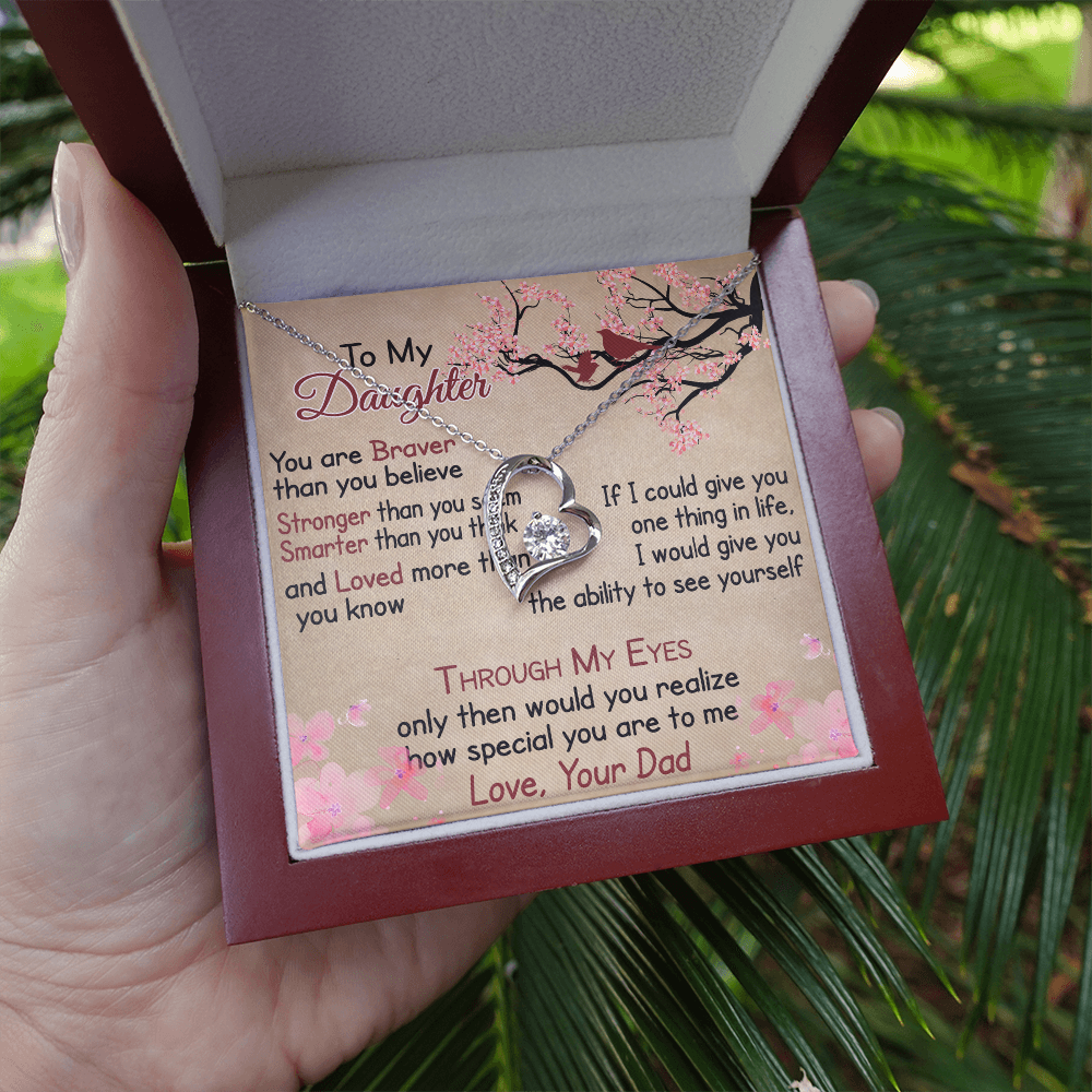 To My Daughter Gift from Dad - Forever Love Necklace for Your Princess, Little Girl Present