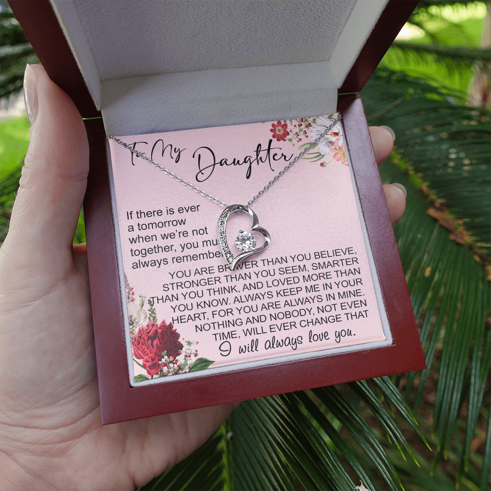 To My Daughter Gift from Dad Mom, Mother In Law, Father In Law - Forever Love Heart Necklace For Little Girl