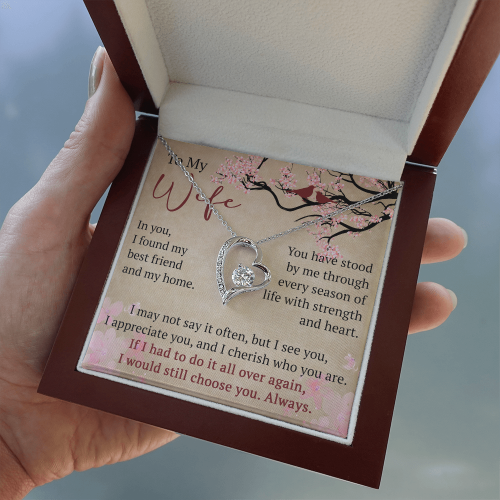 Wife Necklace Anniversary Gift Birthday Present For Her, Forever Love Necklace Romantic Keepsake from Husband