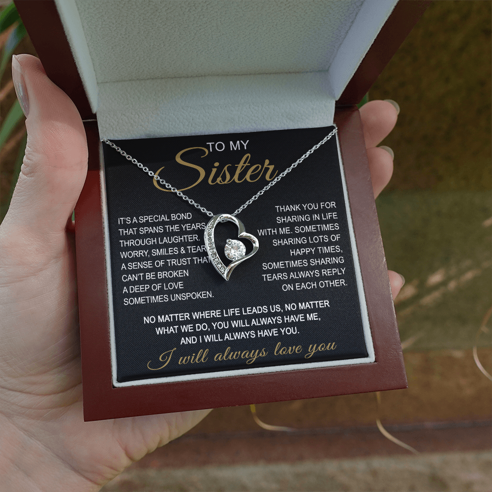 To My Sister Forever Love Necklace Sister Gifts With Heartfelt Message, Sister Gifts From Sister Brother For Birthday