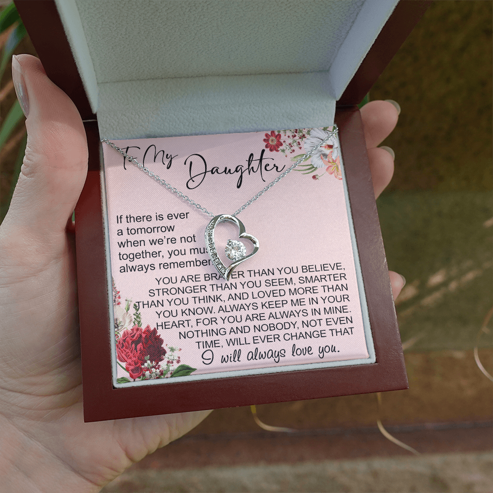 To My Daughter Gift from Dad Mom, Mother In Law, Father In Law - Forever Love Heart Necklace For Little Girl