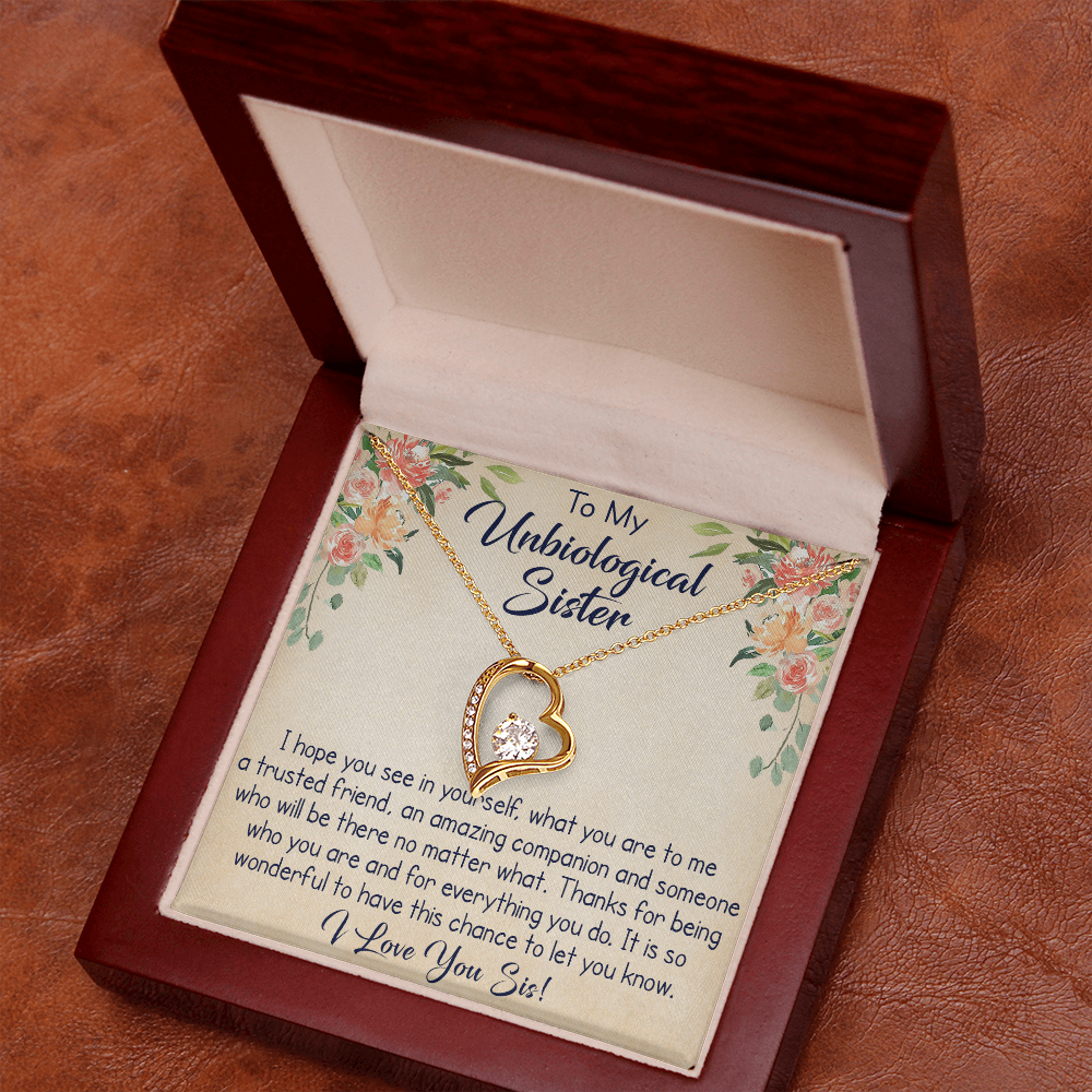 To My Unbiological Sister Forever Love Necklace, Unique Gift for Birthday, Mother's Day, Christmas, or any Special Occasion.