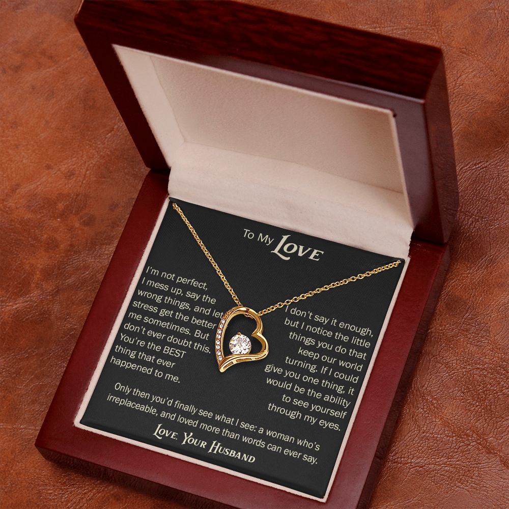 Forever Love Necklace for Wife From Husband, Anniversary Jewelry, Christmas Birthday Present for Her, To My Soulmate Gift