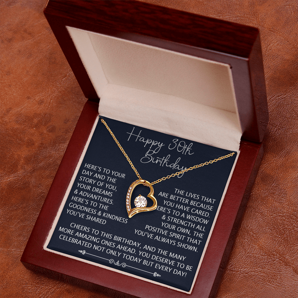 30th Birthday Gift for Her, Forever Love Heart Necklace, 30th Birthday Jewelry, Turning 30 Keepsake Gift for