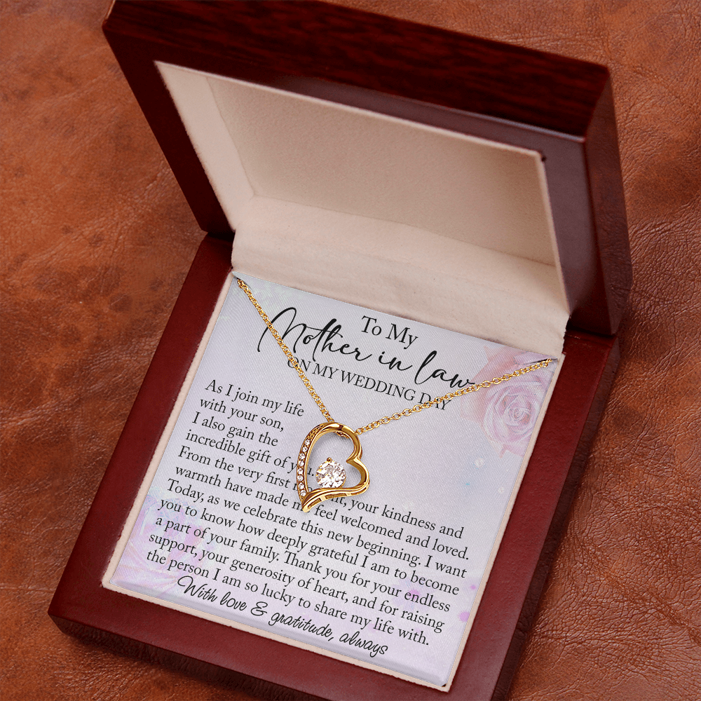 Mother-in-Law Wedding Day Forever Love Heart Necklace, Custom MIL Jewelry, Daughter-in-Law Gift, Personalized Gift From Bride