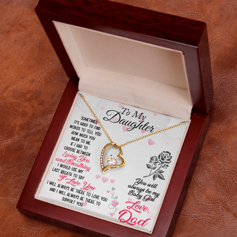 Proud Dad to Daughter Forever Love Necklace Gift for Birthday, Christmas, Back to School, Wedding or any Special Occasions. Best Gift from Father