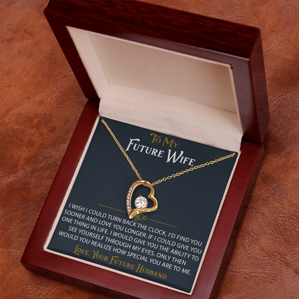 To My Future Wife Forever Love Heart Pendant Necklace Sentimental Gift for Bride (133562991407)