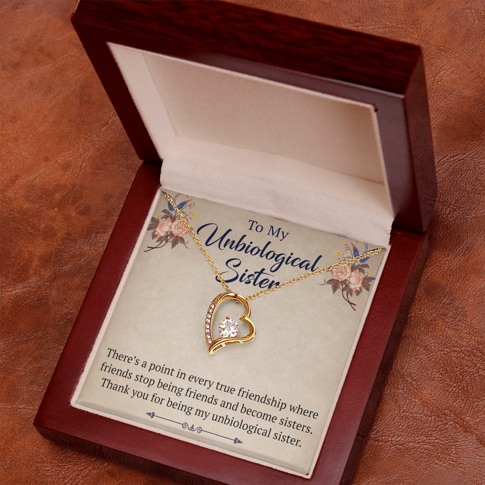 To My Unbiological Sister Forever Love Heart Necklace, Unique Gift for Birthday, Mother's Day, Christmas, or any Special Occasion