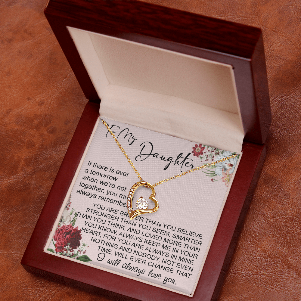To My Daughter Gift from Dad Mom, Mother In Law, Father In Law - Forever Love Heart Necklace For Little Girl