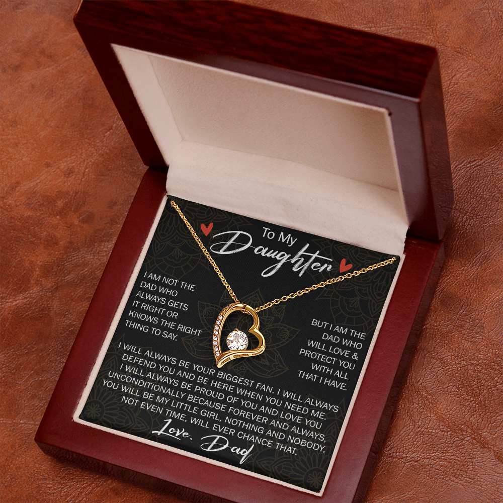 To My Daughter Forever Love Necklace Gift - Family Matching Jewelry for Birthday Back to School, Christmas Eve from Dad Papa, Father