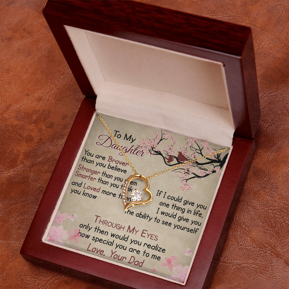 To My Daughter Gift from Dad - Forever Love Necklace for Your Princess, Little Girl Present