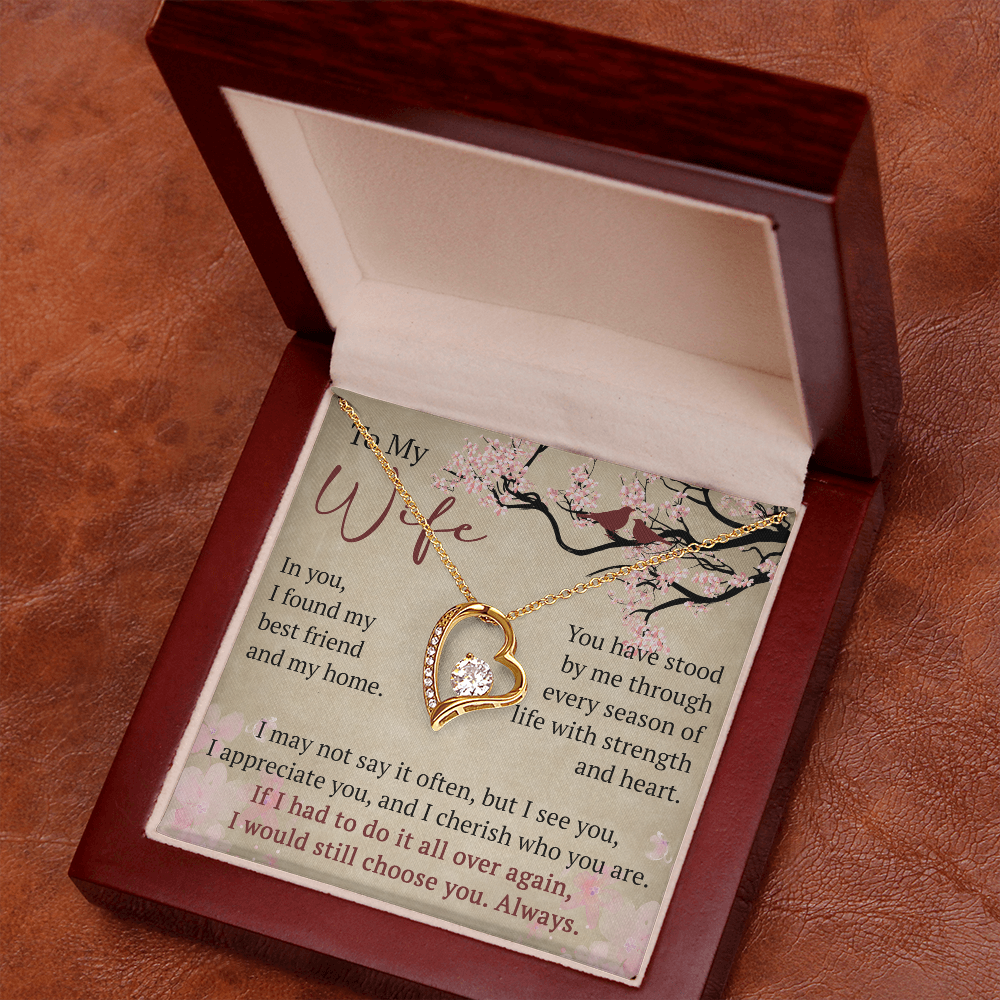 Wife Necklace Anniversary Gift Birthday Present For Her, Forever Love Necklace Romantic Keepsake from Husband