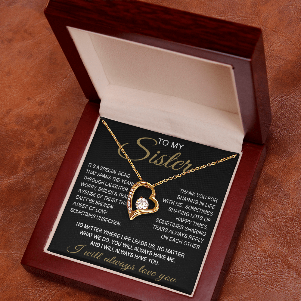 To My Sister Forever Love Necklace Sister Gifts With Heartfelt Message, Sister Gifts From Sister Brother For Birthday