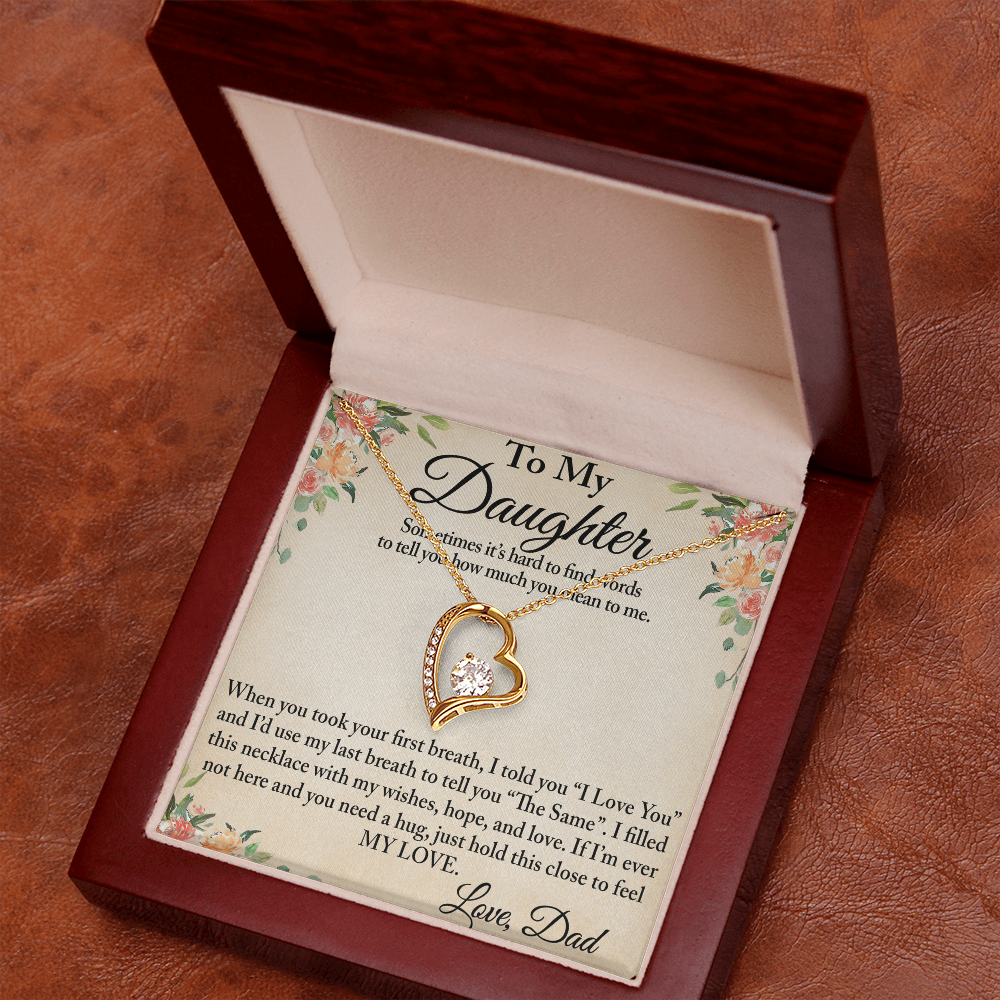 To My Daughter Unique Gift From Dad Forever Love Heart Necklace for Little Girl (134218942827)