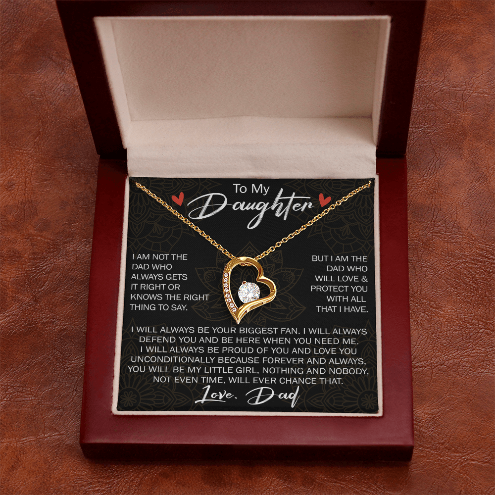 To My Daughter Forever Love Necklace Gift - Family Matching Jewelry for Birthday Back to School, Christmas Eve from Dad Papa, Father