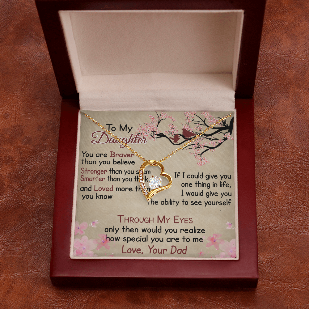 To My Daughter Gift from Dad - Forever Love Necklace for Your Princess, Little Girl Present