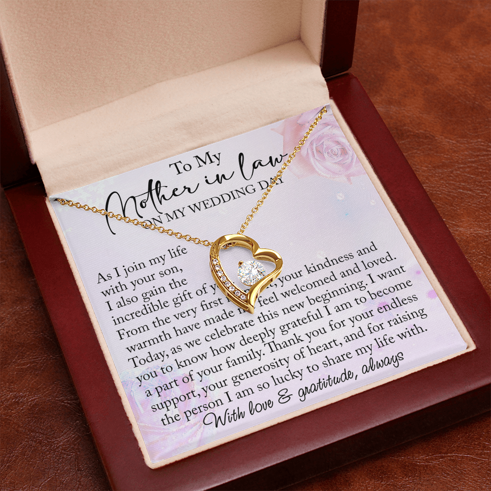 Mother-in-Law Wedding Day Forever Love Heart Necklace, Custom MIL Jewelry, Daughter-in-Law Gift, Personalized Gift From Bride