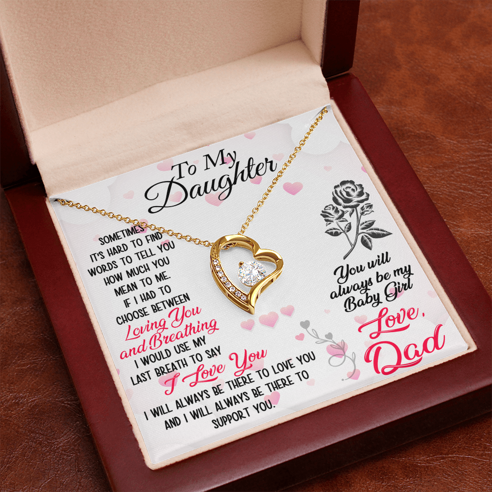 Proud Dad to Daughter Forever Love Necklace Gift for Birthday, Christmas, Back to School, Wedding or any Special Occasions. Best Gift from Father