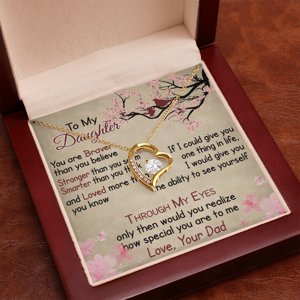 To My Daughter Gift from Dad - Forever Love Necklace for Your Princess, Little Girl Present