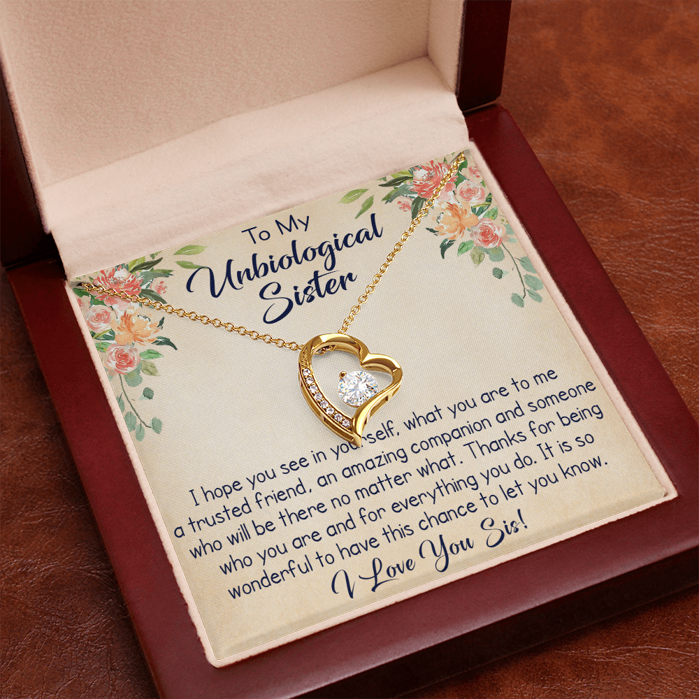To My Unbiological Sister Forever Love Necklace, Unique Gift for Birthday, Mother's Day, Christmas, or any Special Occasion.