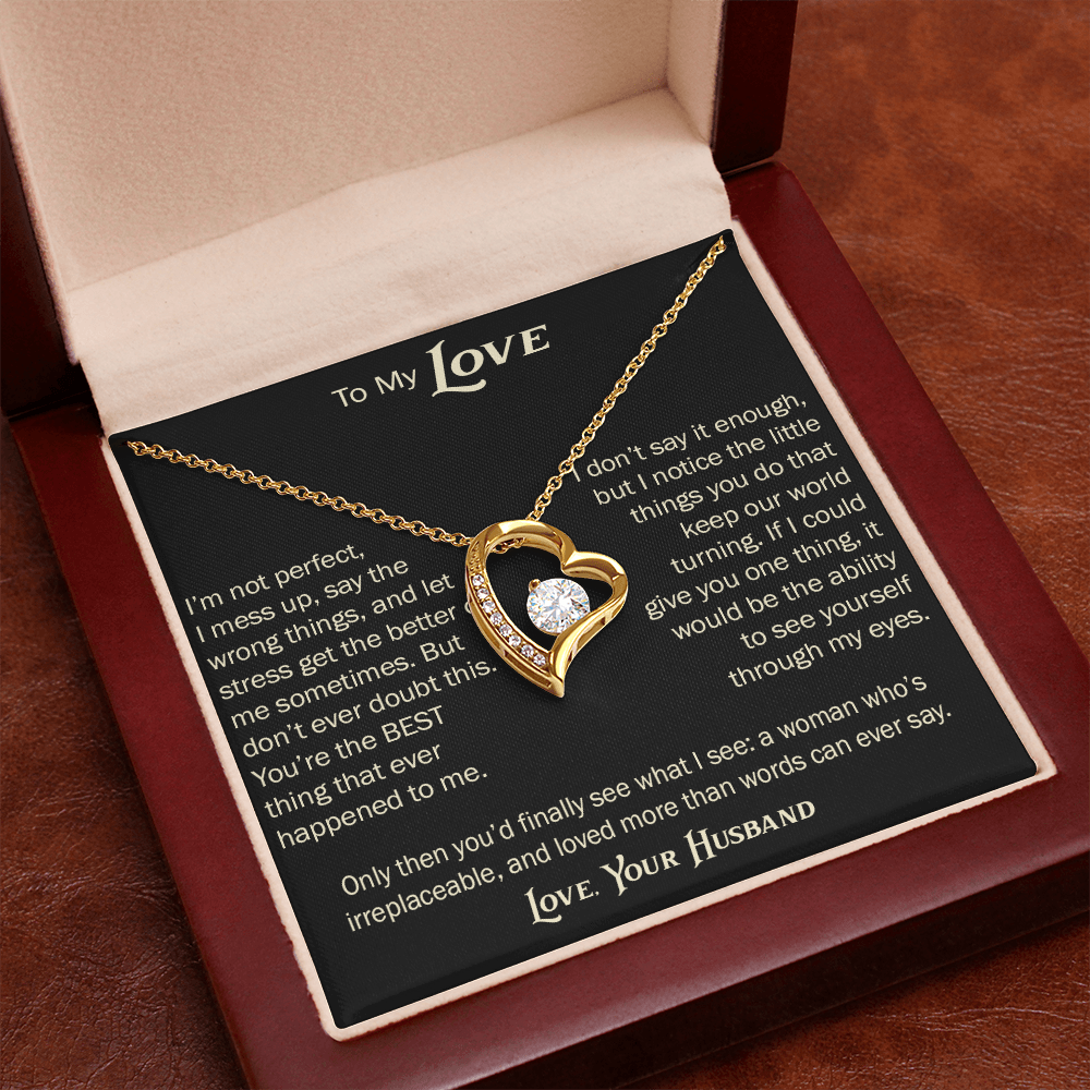 Forever Love Necklace for Wife From Husband, Anniversary Jewelry, Christmas Birthday Present for Her, To My Soulmate Gift