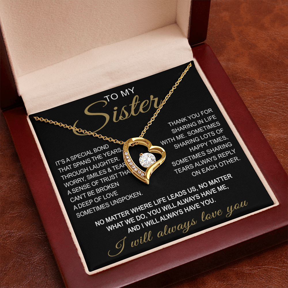 To My Sister Forever Love Necklace Sister Gifts With Heartfelt Message, Sister Gifts From Sister Brother For Birthday