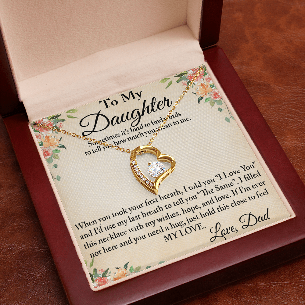 To My Daughter Unique Gift From Dad Forever Love Heart Necklace for Little Girl (134218942827)