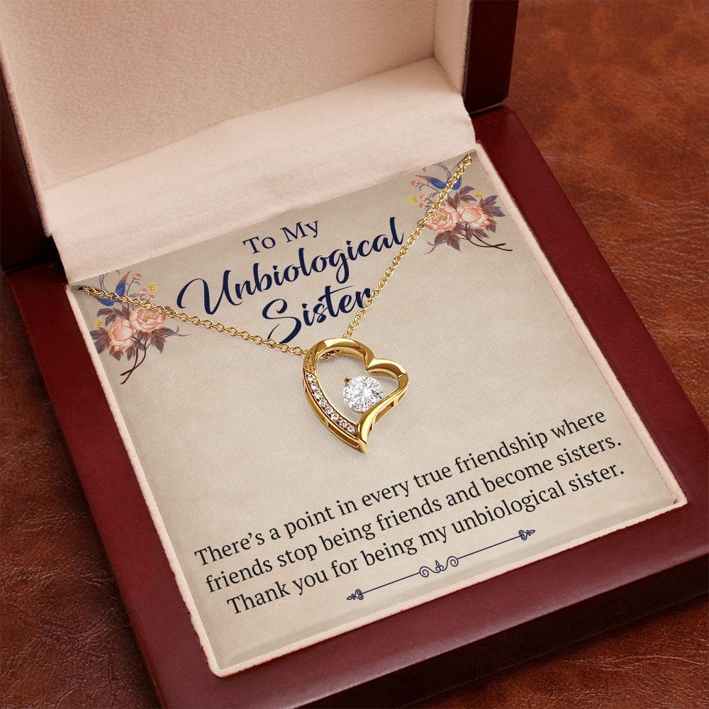 To My Unbiological Sister Forever Love Heart Necklace, Unique Gift for Birthday, Mother's Day, Christmas, or any Special Occasion