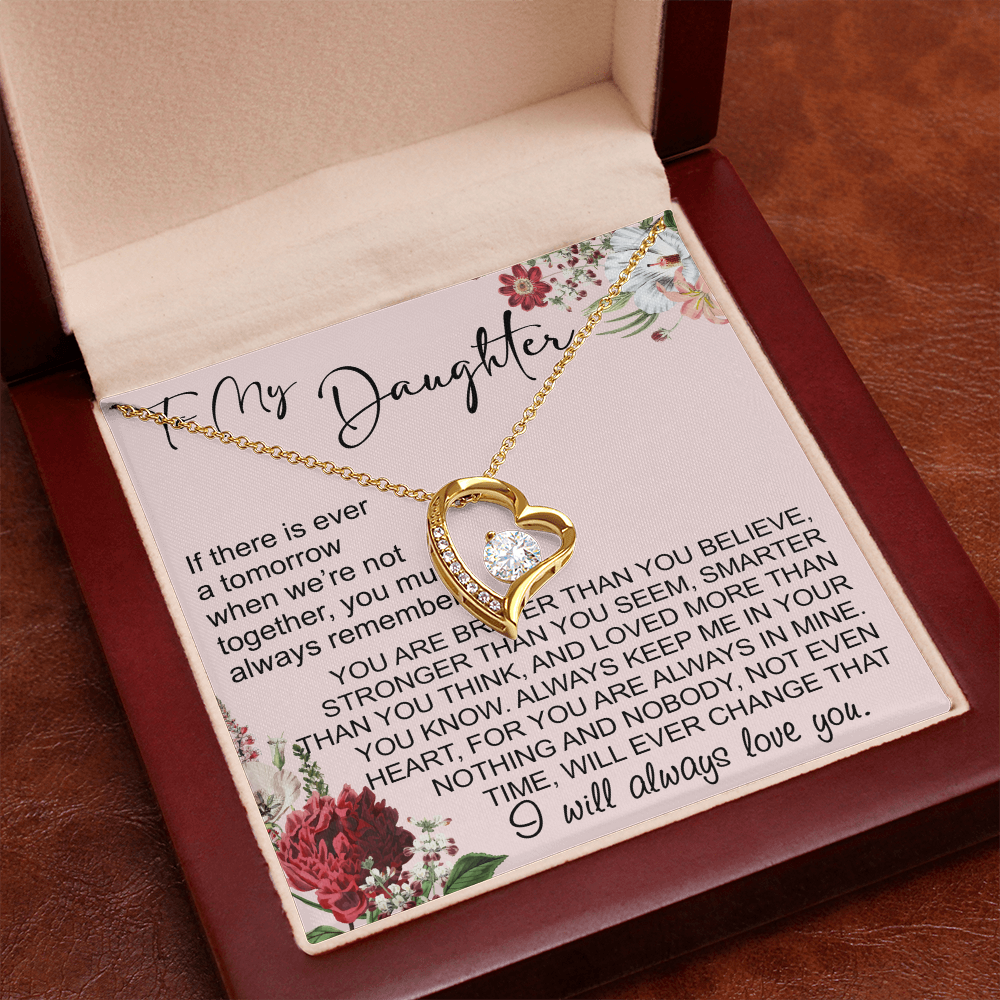 To My Daughter Gift from Dad Mom, Mother In Law, Father In Law - Forever Love Heart Necklace For Little Girl