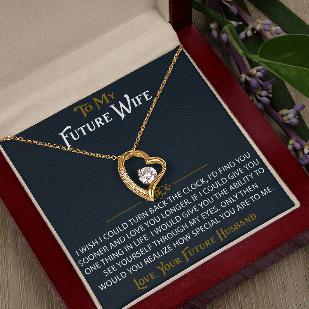 To My Future Wife Forever Love Heart Pendant Necklace Sentimental Gift for Bride (133562991407)