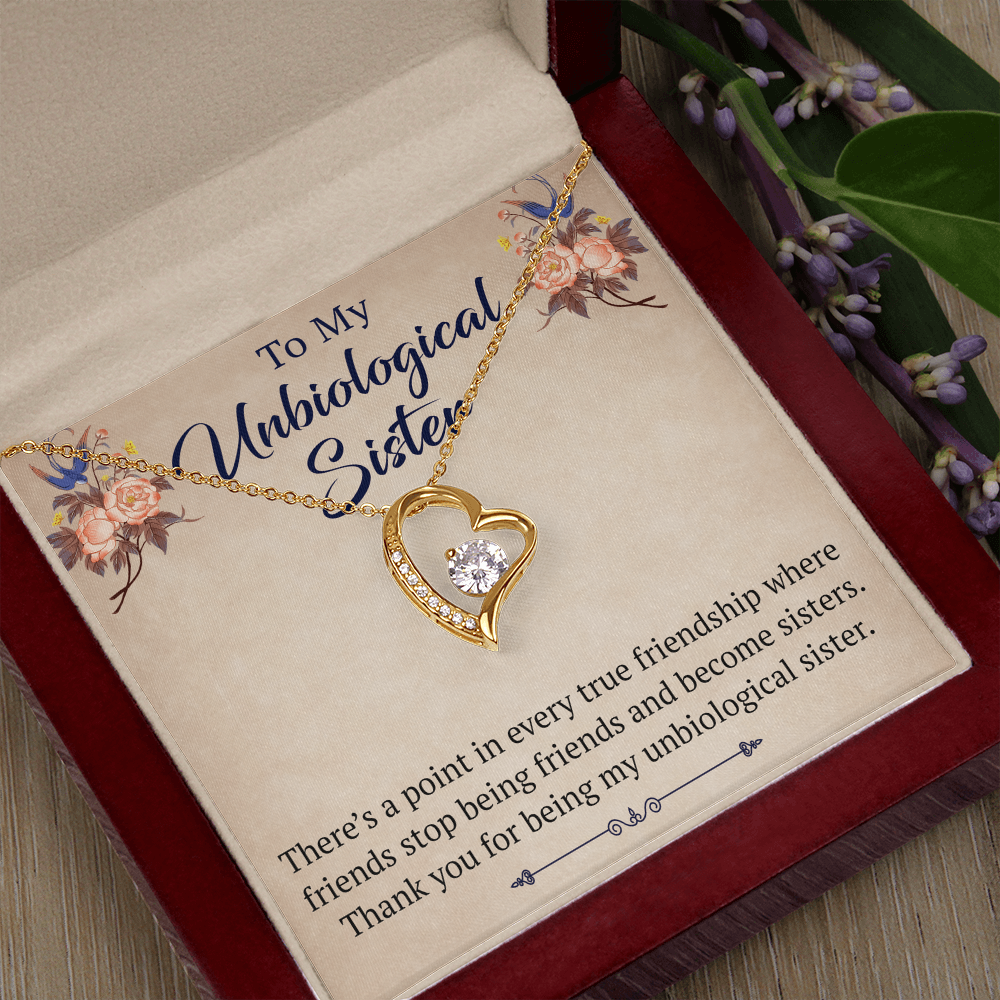 To My Unbiological Sister Forever Love Heart Necklace, Unique Gift for Birthday, Mother's Day, Christmas, or any Special Occasion
