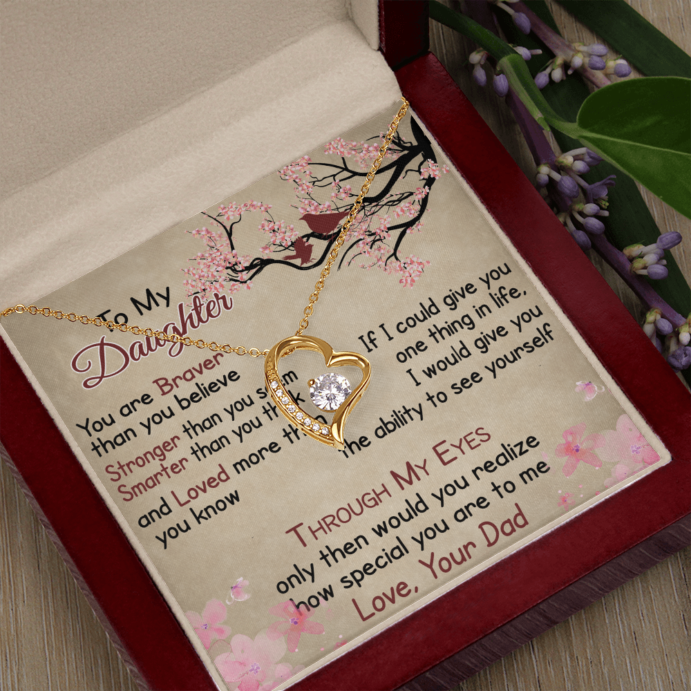 To My Daughter Gift from Dad - Forever Love Necklace for Your Princess, Little Girl Present
