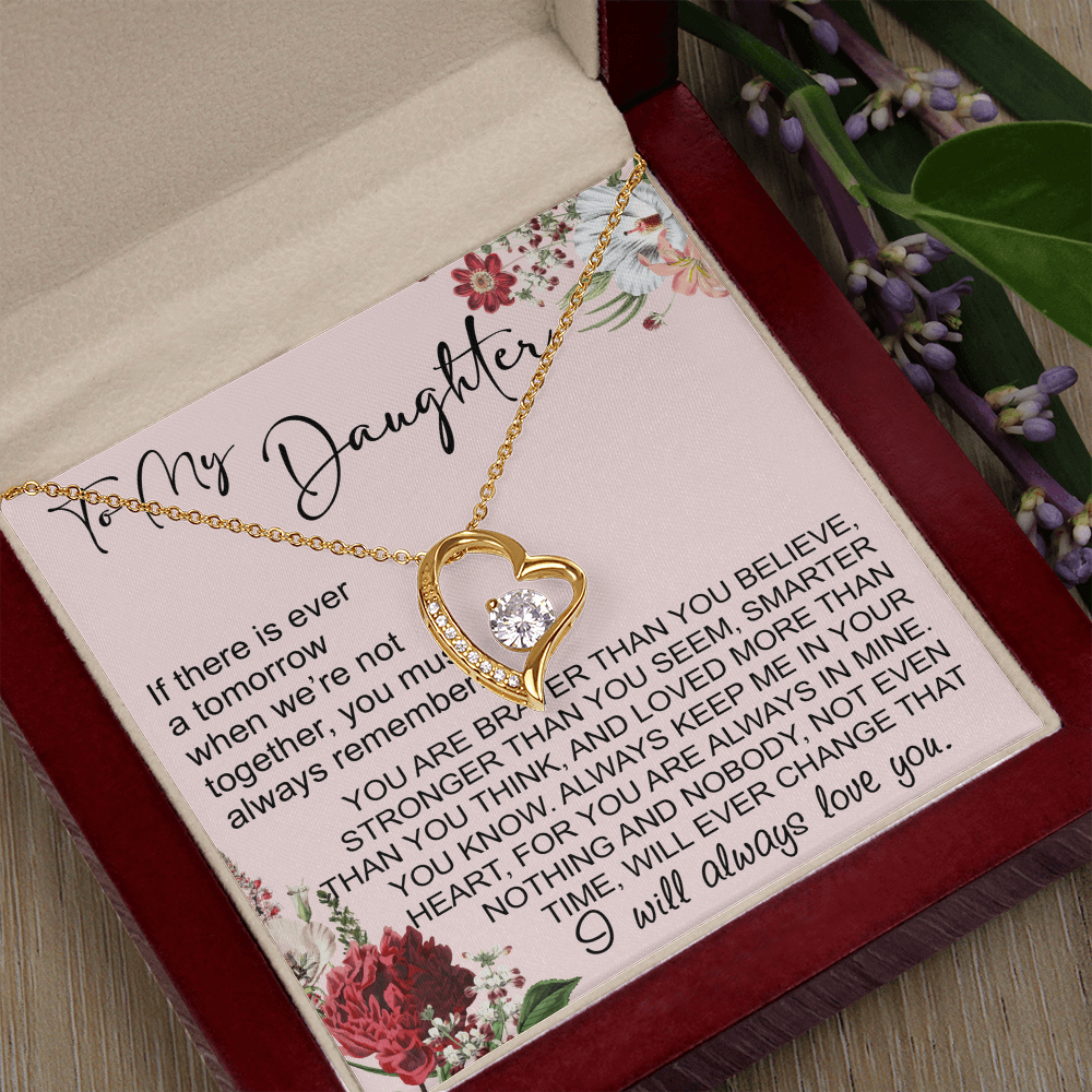 To My Daughter Gift from Dad Mom, Mother In Law, Father In Law - Forever Love Heart Necklace For Little Girl