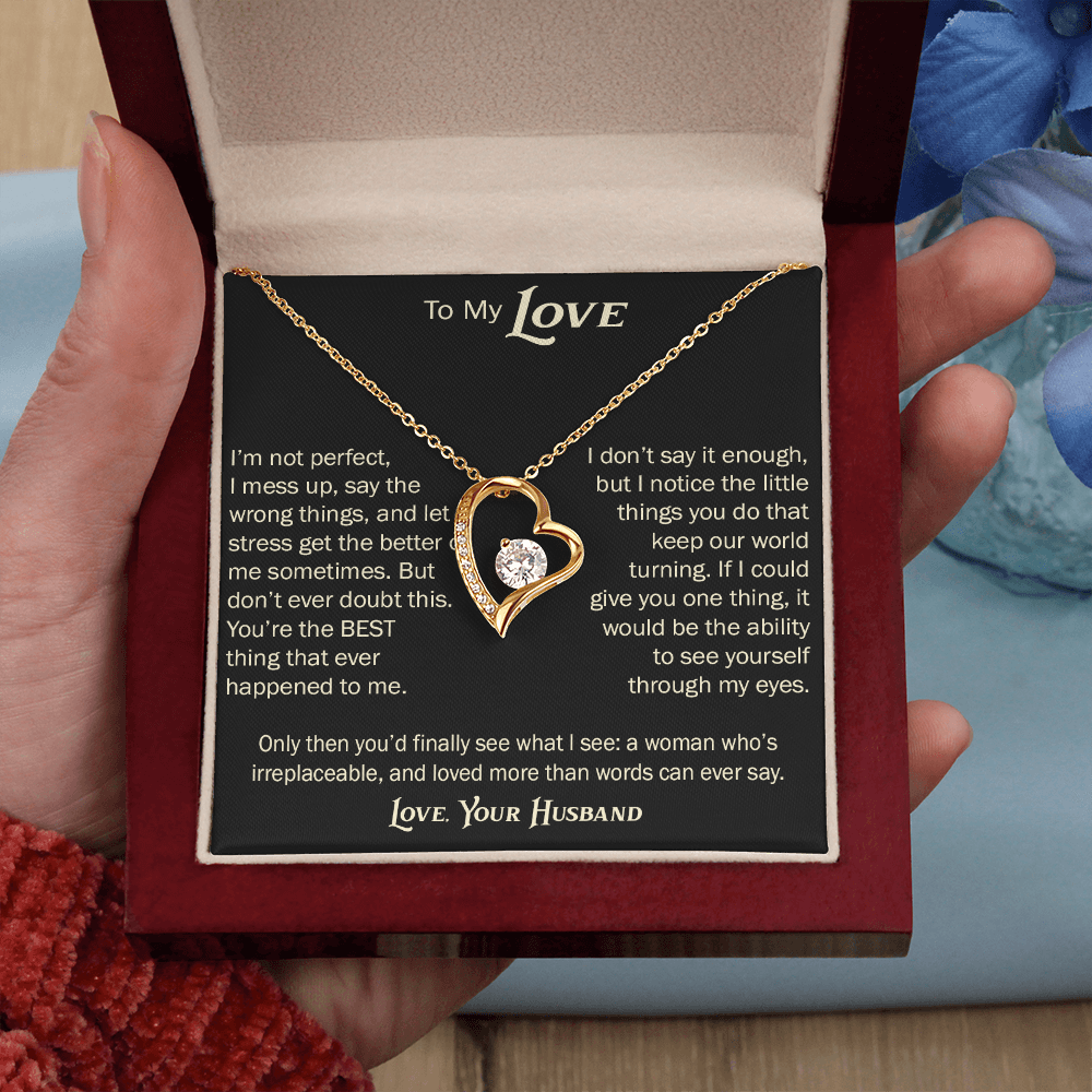 Forever Love Necklace for Wife From Husband, Anniversary Jewelry, Christmas Birthday Present for Her, To My Soulmate Gift