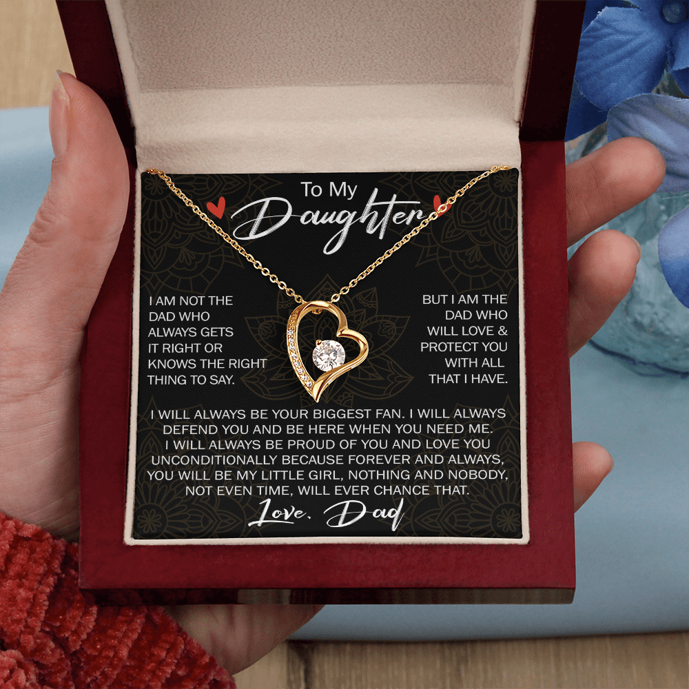 To My Daughter Forever Love Necklace Gift - Family Matching Jewelry for Birthday Back to School, Christmas Eve from Dad Papa, Father