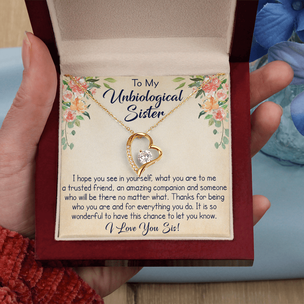 To My Unbiological Sister Forever Love Necklace, Unique Gift for Birthday, Mother's Day, Christmas, or any Special Occasion.
