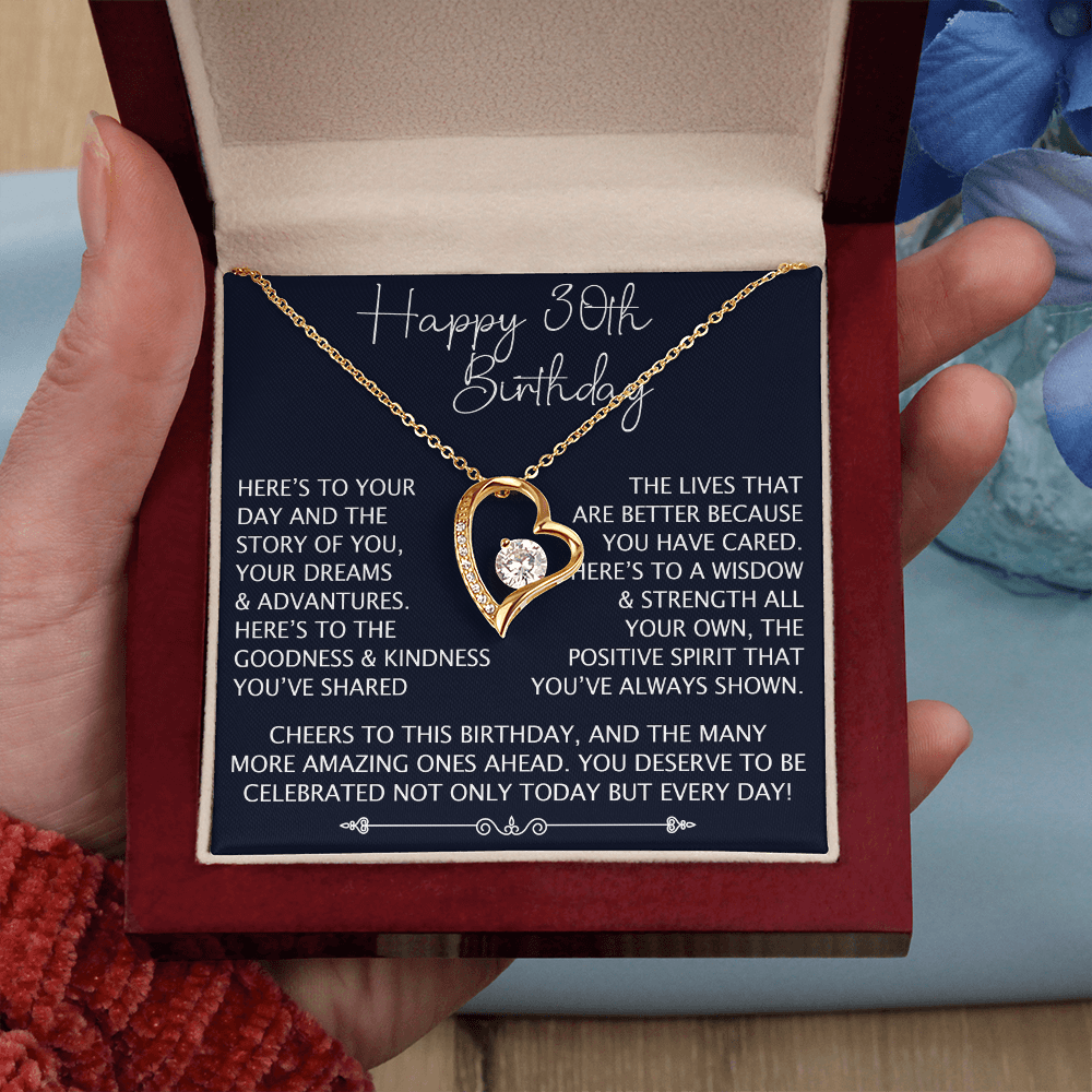 30th Birthday Gift for Her, Forever Love Heart Necklace, 30th Birthday Jewelry, Turning 30 Keepsake Gift for
