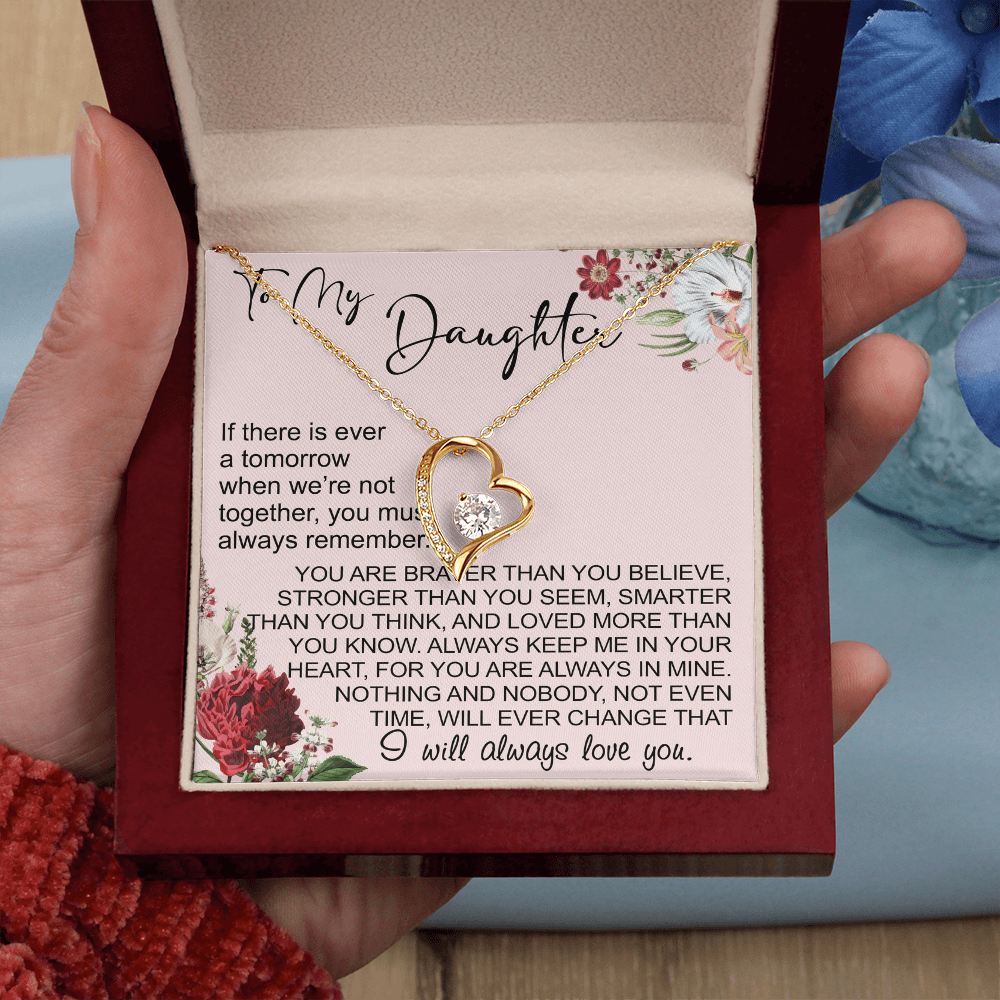 To My Daughter Gift from Dad Mom, Mother In Law, Father In Law - Forever Love Heart Necklace For Little Girl