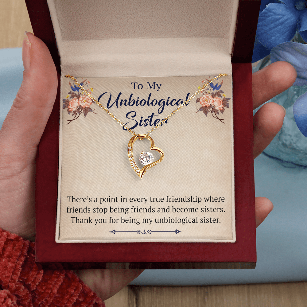 To My Unbiological Sister Forever Love Heart Necklace, Unique Gift for Birthday, Mother's Day, Christmas, or any Special Occasion