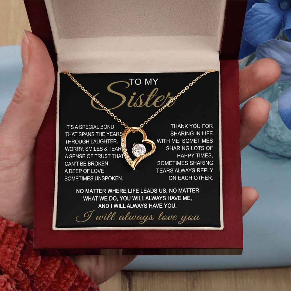 To My Sister Forever Love Necklace Sister Gifts With Heartfelt Message, Sister Gifts From Sister Brother For Birthday