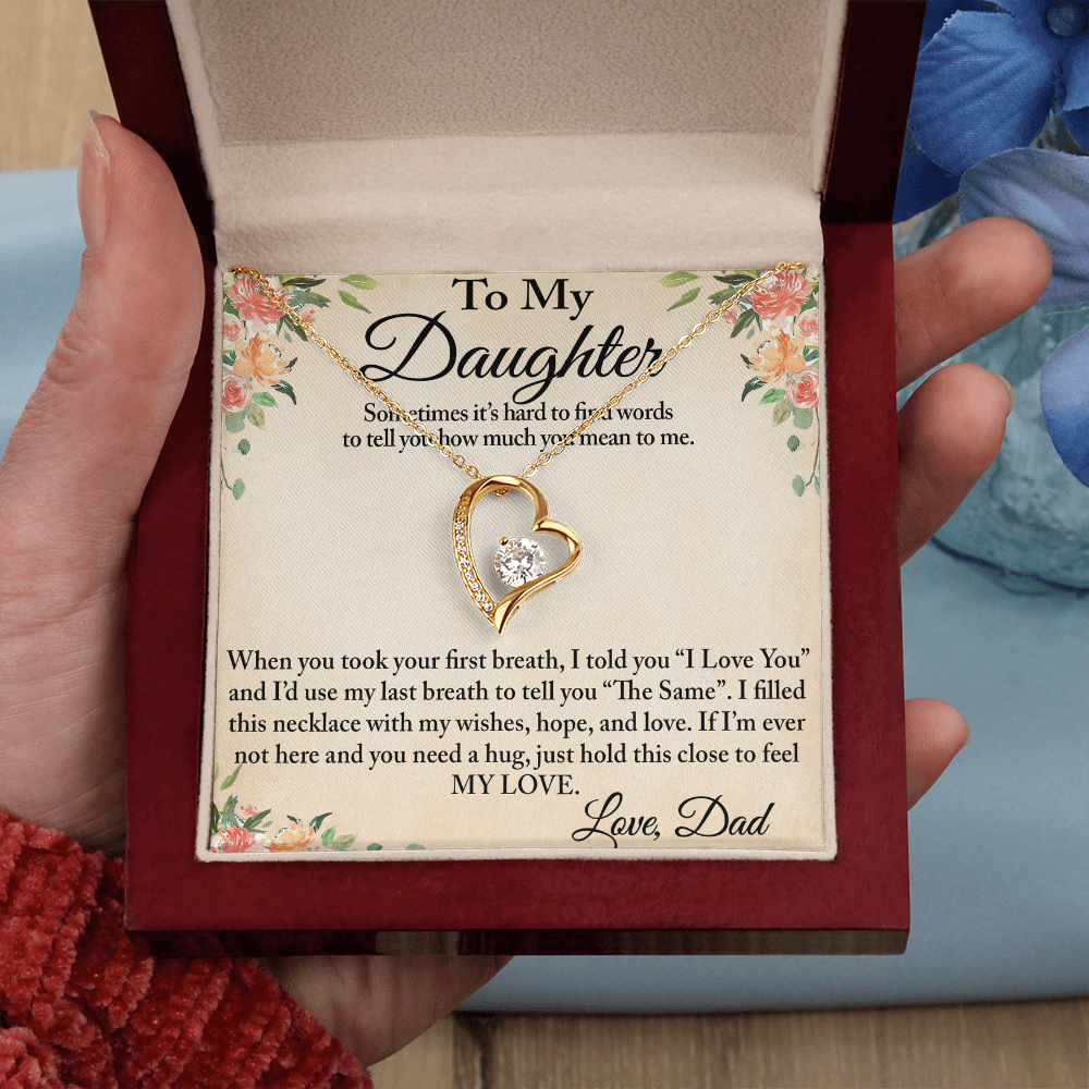 To My Daughter Unique Gift From Dad Forever Love Heart Necklace for Little Girl (134218942827)