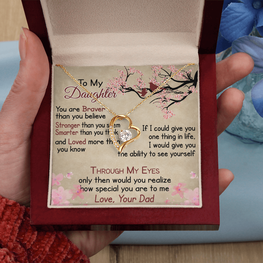 To My Daughter Gift from Dad - Forever Love Necklace for Your Princess, Little Girl Present